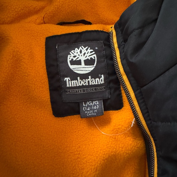 Timberland Black Hooded Jacket with Orange Lining - Picture 4 of 4